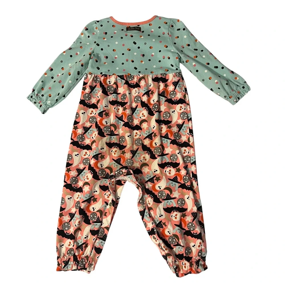 Matilda Jane Halloween Ghost Bat Witch Polka Dot Ruffle Romper 18-24M